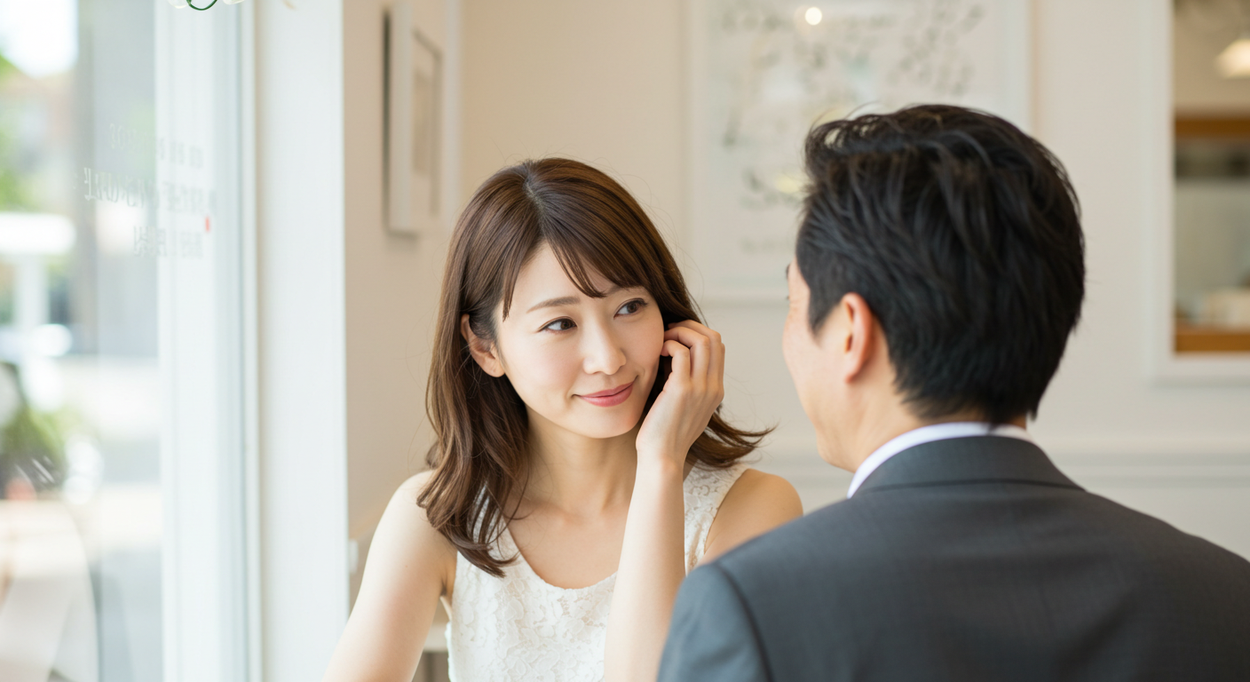 髪に触れる仕草｜女性らしさと安心感